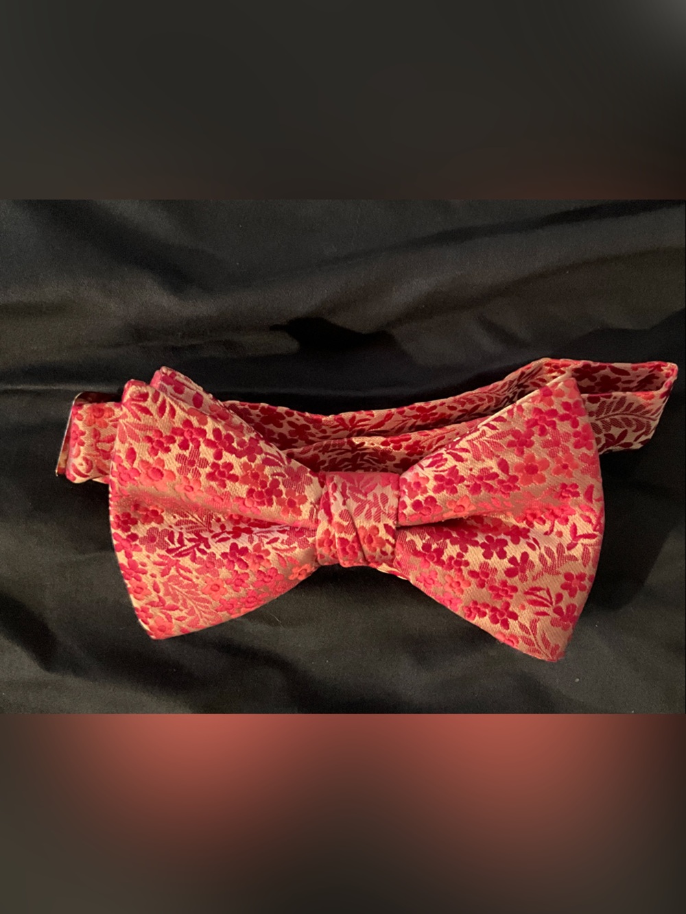Source Unknown Red Floral Silk Bow Tie